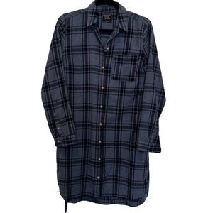 Abercrombie & Fitch Blue Plaid Flannel Shirt Dress, tie belt, size M
